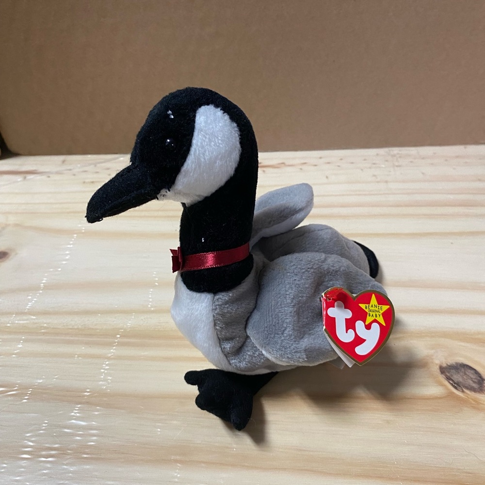Ty “Loosy” Plush Goose Toy - Black and White